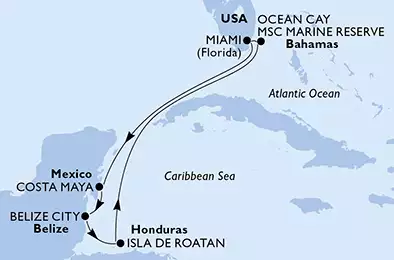 United States, Mexico, Belize, Honduras, Bahamas