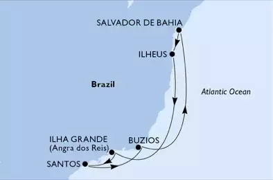 Santos, Buzios, Salvador, Ilheus, Ilha Grande, Santos