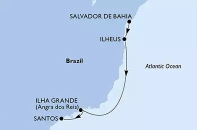 Salvador, Ilheus, Ilha Grande, Santos