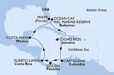 United States, Jamaica, Colombia, Panama, Costa Rica, Mexico, Bahamas