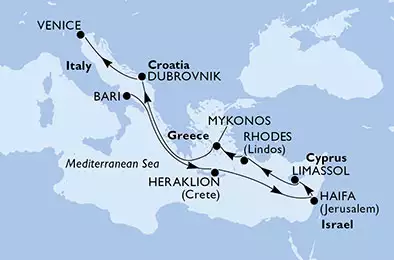Italy, Greece, Israel, Cyprus, Croatia