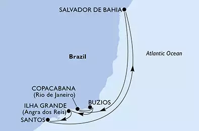 Santos, Salvador, Copacabana, Buzios, Ilha Grande, Santos