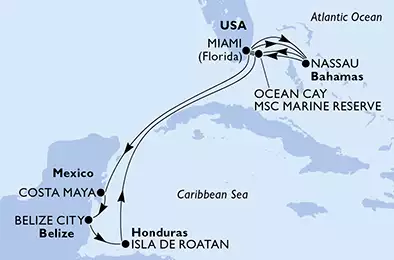 United States, Mexico, Belize, Honduras, Bahamas