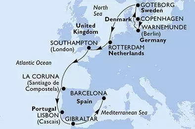 Denmark, Germany, Sweden, Netherlands, United Kingdom, Spain, Portugal, Gibraltar