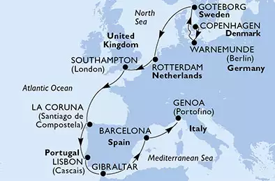 Denmark, Germany, Sweden, Netherlands, United Kingdom, Spain, Portugal, Gibraltar, Italy