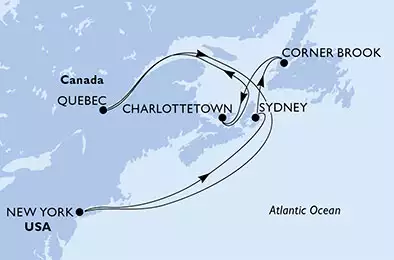 MSC MERAVIGLIA - trasa 10 nocy podróż z: New York, United States w dniu 22/09/2020 - United States, Canada
