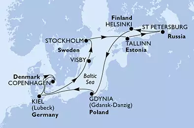 Germany, Denmark, Sweden, Estonia, Russian Federation, Finland, Poland