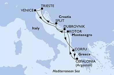 Italy, Croatia, Greece, Montenegro