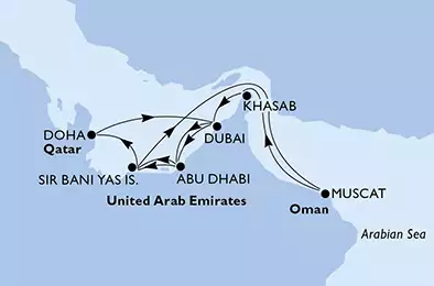 Dubai,Abu Dhabi,Sir Bani Yas Is,Muscat,Khasab,Dubai,Dubai,Abu Dhabi,Sir Bani Yas Is,Doha,Doha,Dubai,Dubai