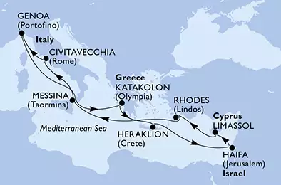 Italy, Greece, Israel, Cyprus