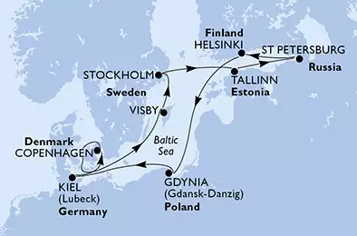 Denmark, Sweden, Estonia, Russian Federation, Finland, Poland, Germany