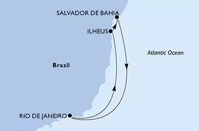 Rio de Janeiro, Ilheus, Salvador, Rio de Janeiro