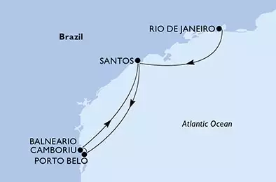 Rio de Janeiro, Santos, Porto Belo, Camboriu, Santos