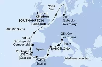 Italy, Spain, Portugal, United Kingdom, Germany