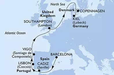 Spain, Portugal, United Kingdom, Germany, Denmark