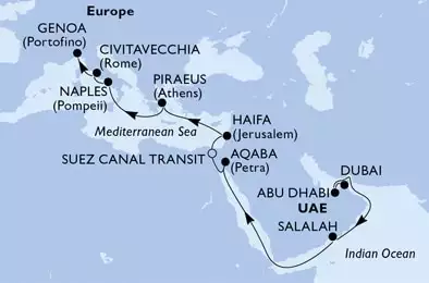 United Arab Emirates, Oman, Jordan, Egypt, Israel, Greece, Italy