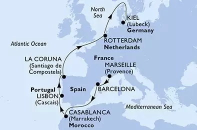 France, Spain, Morocco, Portugal, Netherlands, Germany