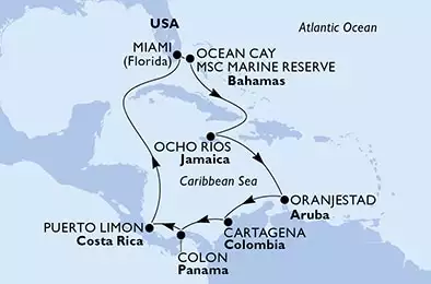 United States,Bahamas,Jamaica,Aruba,Colombia,Panama,Costa Rica