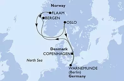 Warnemunde,Bergen,Flaam,Oslo,Copenhagen,Warnemunde
