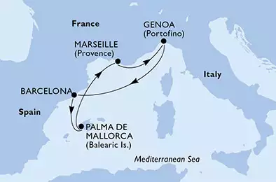 Barcelona,Palma de Mallorca,Palma de Mallorca,Marseille,Genoa,Barcelona