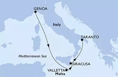 Genoa,Valletta,Siracusa,Taranto