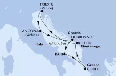 Italy,Greece,Montenegro,Croatia