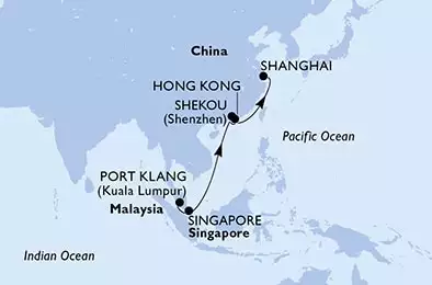 Port Klang,Singapore,Singapore,Shekou,Shekou,Hong Kong,Shanghai