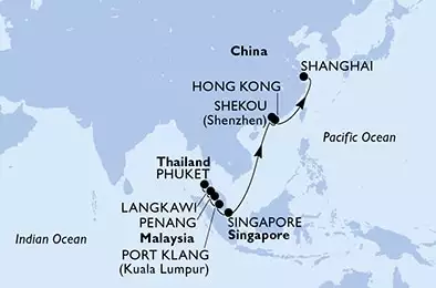 Phuket,Langkawi,Penang,Port Klang,Singapore,Singapore,Shekou,Shekou,Hong Kong,Shanghai