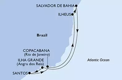 Santos,Copacabana,Ilheus,Salvador,Ilha Grande,Santos
