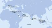 Singapore,Port Klang,Colombo,Mumbai,Mumbai,Salalah,Aqaba,Suez Canal South,Suez Canal North,Civitavecchia,Genoa
