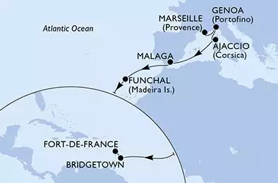 Marseille,Genoa,Ajaccio,Malaga,Funchal,Bridgetown,Fort de France