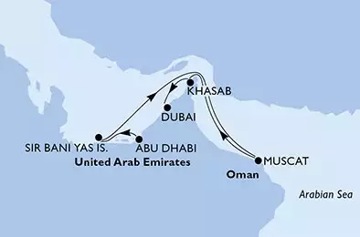Abu Dhabi,Sir Bani Yas,Muscat,Khasab,Dubai,Dubai