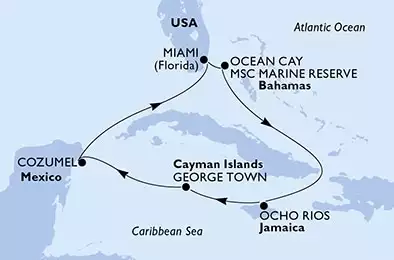 MSC SEASCAPE - trasa 7 nocy podróż z: Miami, United States w dniu 18/06/2023 - United States,Bahamas,Jamaica,Cayman Islands,Mexico