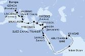 Abu Dhabi,Khasab,Safaga,Suez Canal South,Suez Canal North,Haifa,Limassol,Rhodes,Mykonos,Siracusa,Salerno,Livorno,Genoa