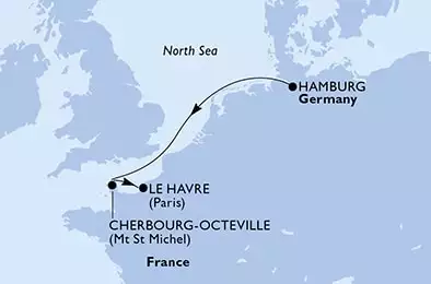 Hamburg,Cherbourg,Le Havre,Le Havre