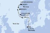 Kiel,Bergen,Nordfjordeid,Olden,Stavanger,Kiel