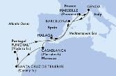 Funchal,Malaga,Marseille,Genoa,Barcelona,Casablanca,Santa Cruz de Tenerife,Funchal