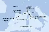 Civitavecchia,Genoa,Marseille,Barcelona,Civitavecchia,Genoa