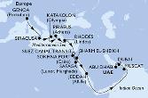 Genoa,Siracusa,Katakolon,Piraeus,Rhodes,Suez Canal North,Suez Canal South,Sharm El-Sheikh,Safaga,Sokhna Port,Jeddah,Muscat,Abu Dhabi,Dubai