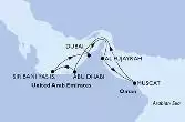 Dubai,Al Fujayrah,Muscat,Abu Dhabi,Sir Bani Yas,Dubai