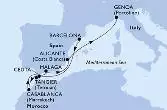 Barcelona,Tangier,Casablanca,Ceuta,Malaga,Alicante,Genoa