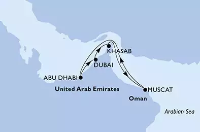 Abu Dhabi,Dubai,Khasab,Muscat,Abu Dhabi