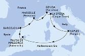 Genoa,La Spezia,Naples,Palma de Mallorca,Barcelona,Marseille,Genoa
