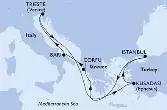 Istanbul,Corfu,Bari,Trieste,Kusadasi,Istanbul