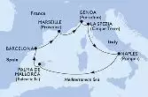 La Spezia,Naples,Palma de Mallorca,Barcelona,Marseille,Genoa,La Spezia