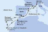 Santa Cruz de Tenerife,Funchal,Malaga,Marseille,Genoa,Barcelona,Casablanca,Santa Cruz de Tenerife