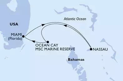 MSC DIVINA - trasa 3 nocy podróż z: Miami, United States w dniu 14/12/2023 - Miami,Nassau,Ocean Cay,Miami