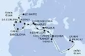Le Havre,Bilbao,La Coruna,Cadiz,Barcelona,Civitavecchia,Naples,Piraeus,Heraklion,Suez Canal North,Suez Canal South,Safaga,Aqaba,Muscat,Dubai