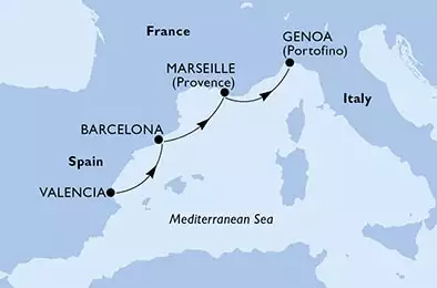 Valencia,Barcelona,Marseille,Genoa