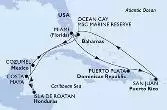 Miami,Costa Maya,Isla de Roatan,Cozumel,Ocean Cay,Miami,Puerto Plata,San Juan,Ocean Cay,Miami